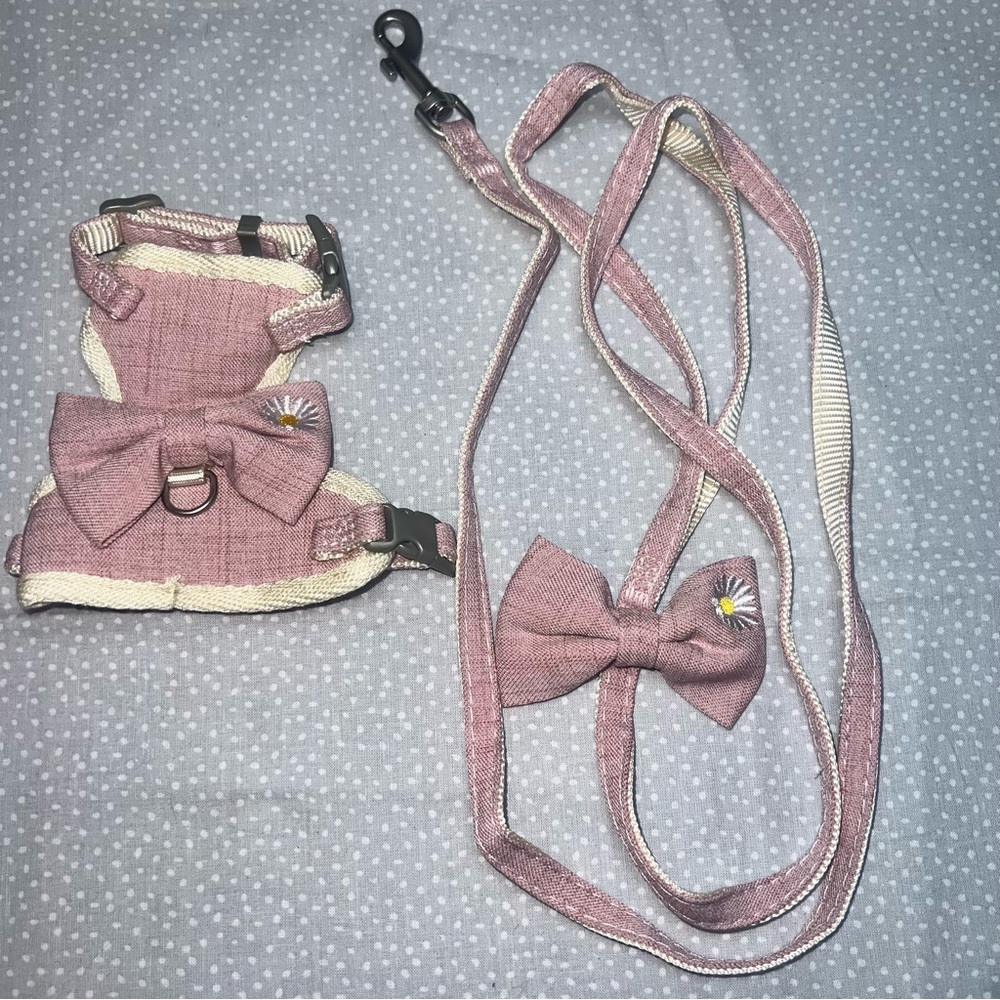 Alfie Dog Pink Bow Flower Harness and Leash Set